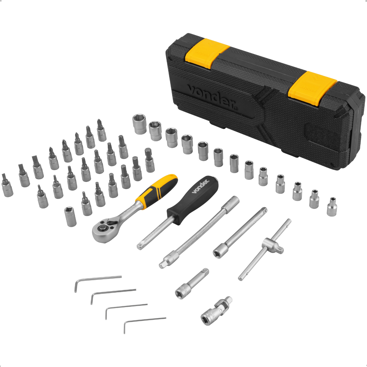 Jogo de Soquetes Sextavados Encaixe 1/4" 46 Peças Vonder - 5