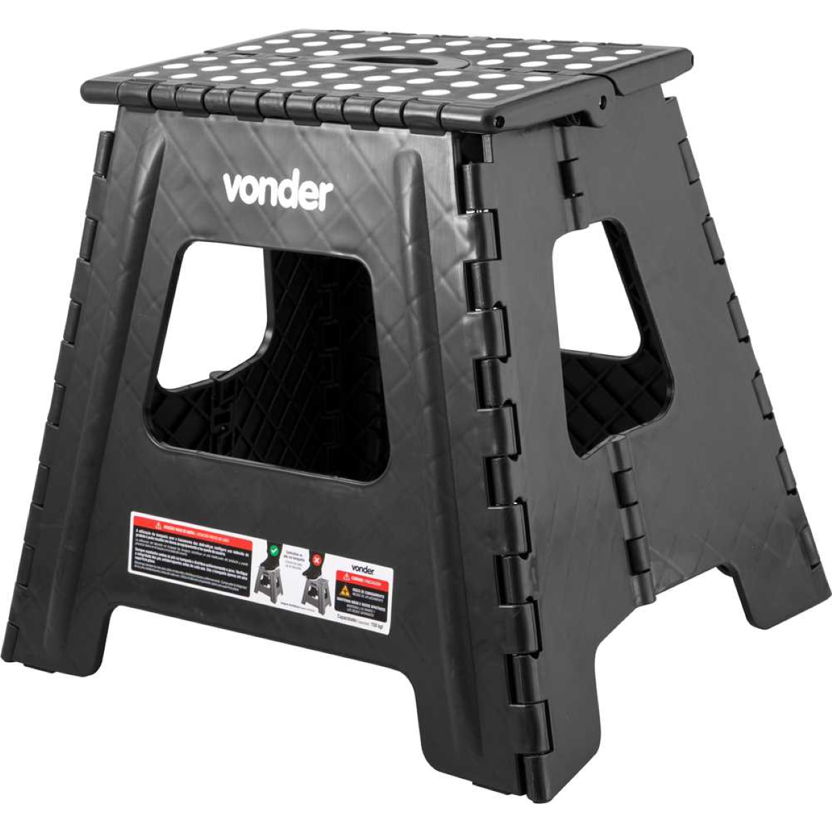 Banqueta Plástica Dobrável 360 mm Preta Vonder - 3