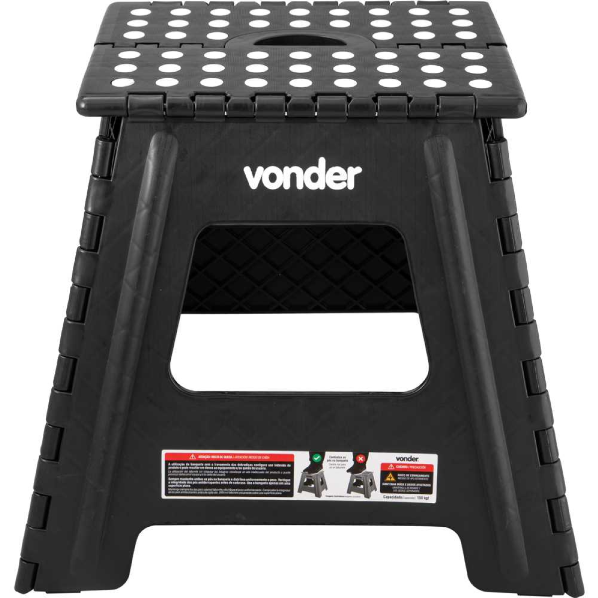 Banqueta Plástica Dobrável 360 mm Preta Vonder - 5