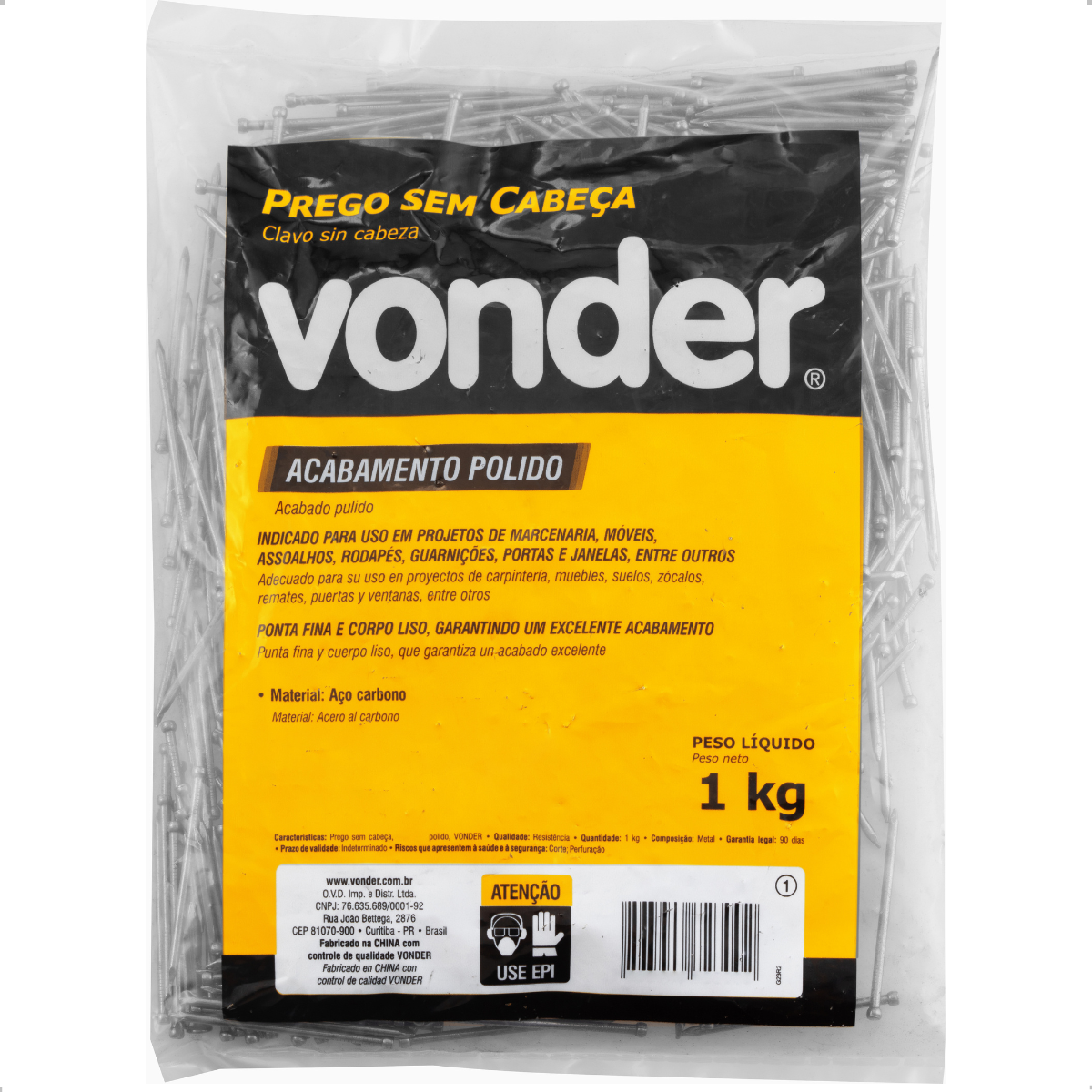 Prego sem Cabeça 13 x 18" (1.1/2 x 15") Polido 1 Kg Vonder - 2