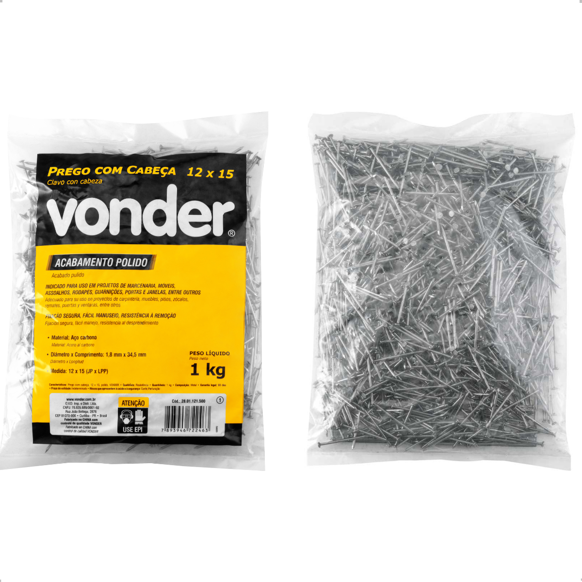 Prego com Cabeça 12 x 15" Polido 1 Kg Vonder - 3