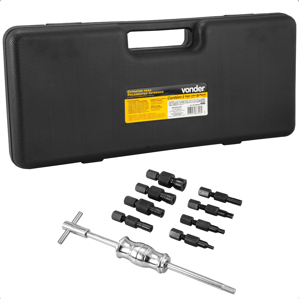 Kit Extrator para Rolamento Interno 9 Peças Vonder - 1