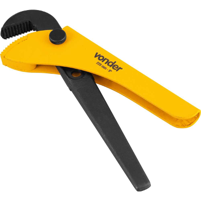 Chave para Cano Jacaré Vonder 9" Aço Forjado Abertura 45mm Pintura Eletrostática p/ Tubos Conexões Hidráulica Encanamento Uso Profissional Doméstico