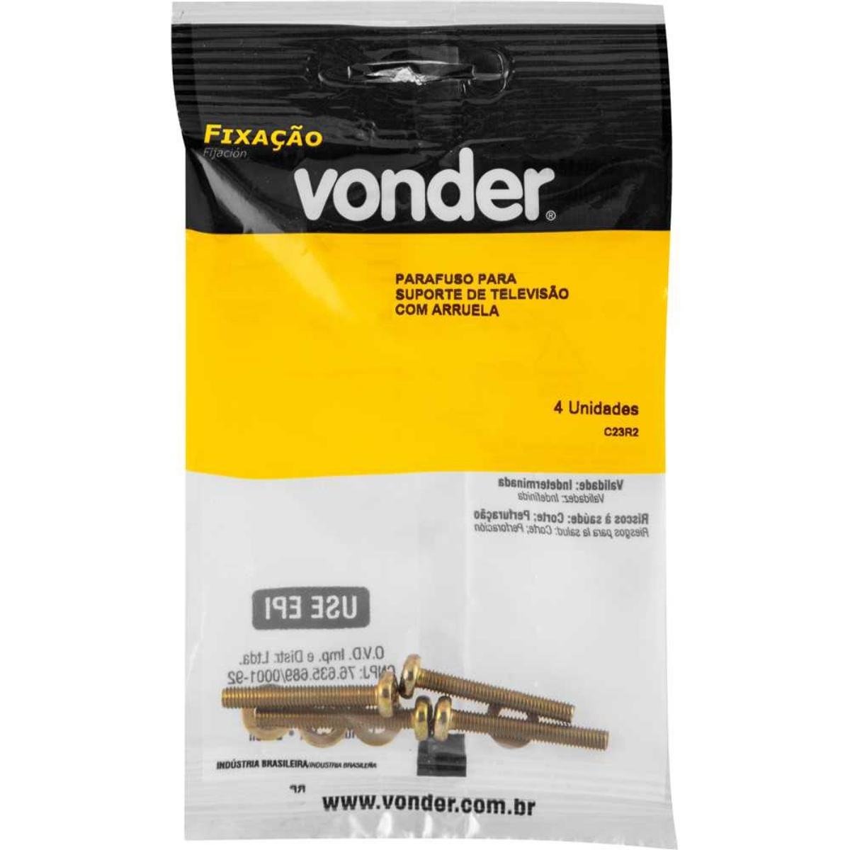 Parafuso para Suporte de TV 6 x 35 mm com Arruela M6 com 4 Peças Vonder - 5