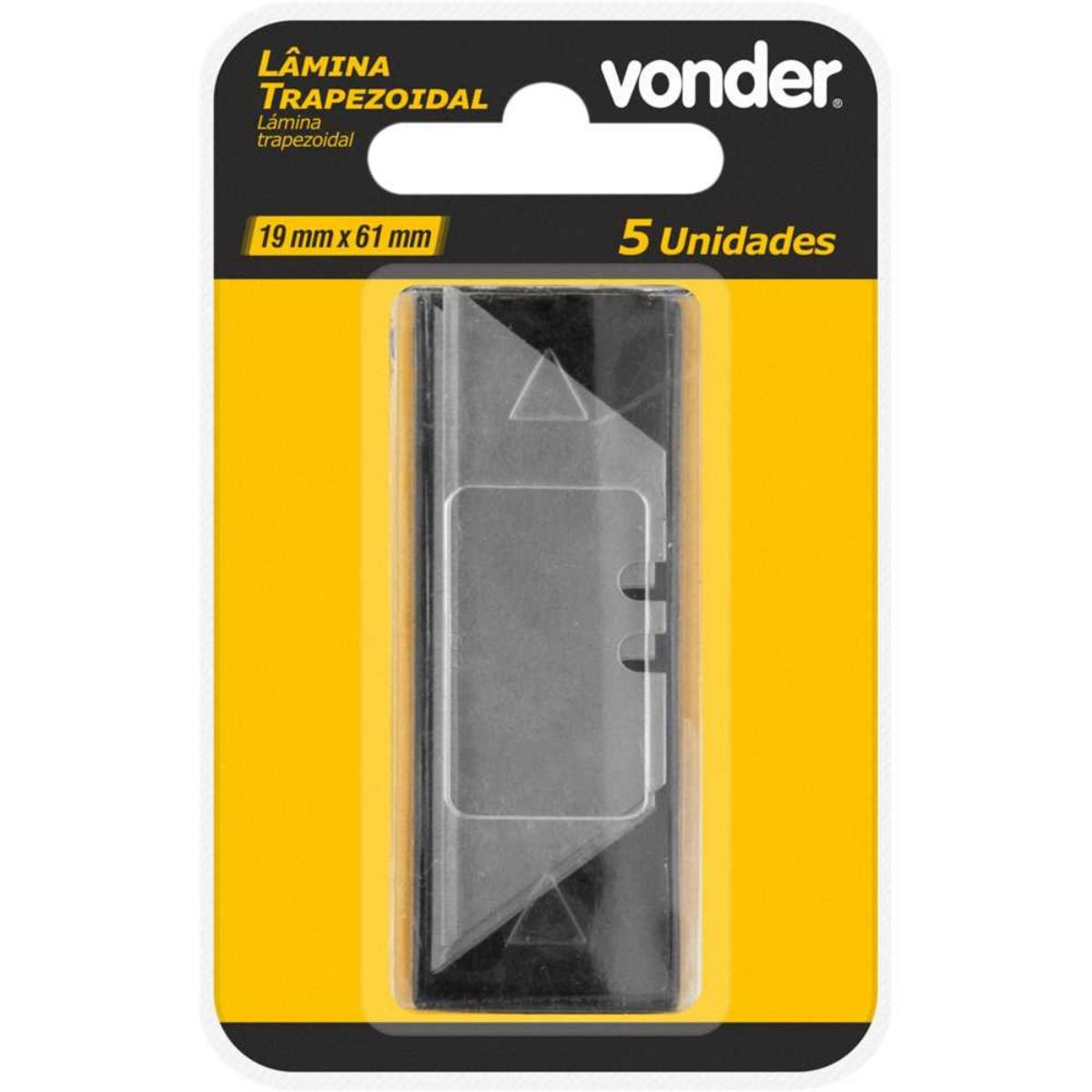 Lâmina Estilete Trapezoidal 19 x 61 mm com 5 Peças Vonder - 1