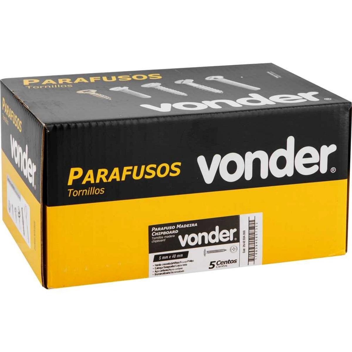 Parafuso Madeira 4,5 x 35 mm Chipboard Cabeça Flangeada Phillips 500 Peças Vonder - 5
