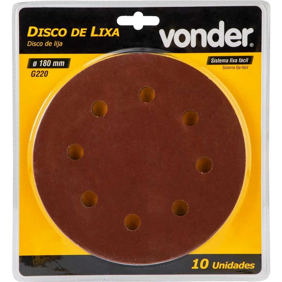 Disco Lixa 180 mm G220 com 10 Peças Vonder - 4