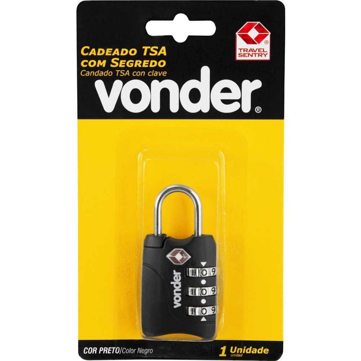 Cadeado com Segredo 3 Algarismo TSA Preto Vonder - 6