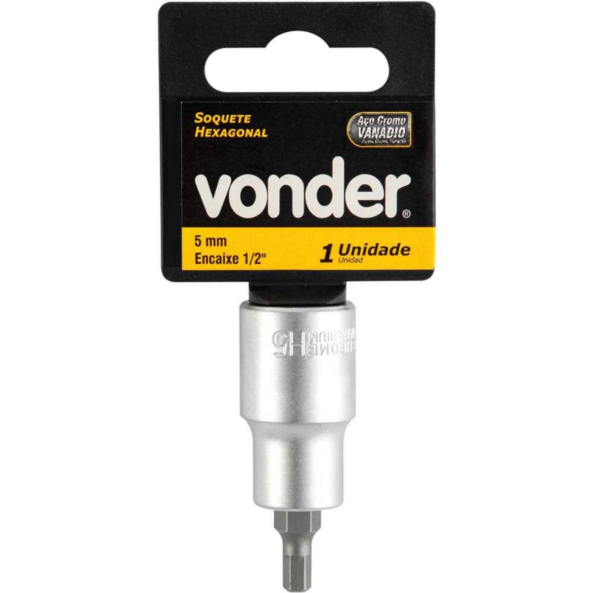 Soquete Allen Encaixe 1/2'' 5 mm CRV Vonder - 1