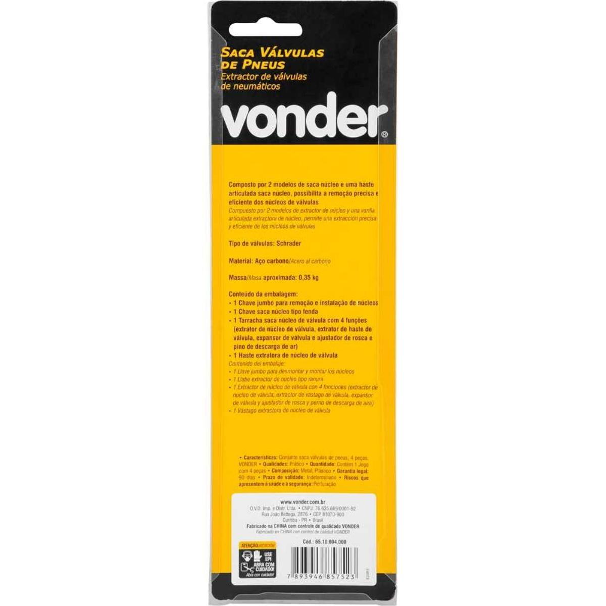 Conjunto Saca Válvula de Pneus com 4 Peças Vonder - 5