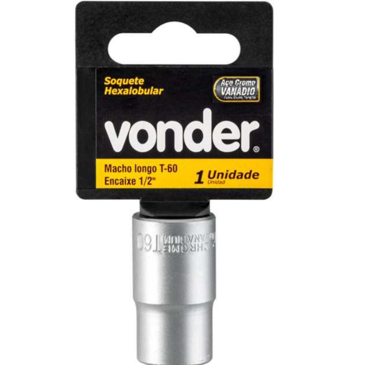 Soquete Hexalobular Encaixe 1/2'' Longo T60 Vonder - 1