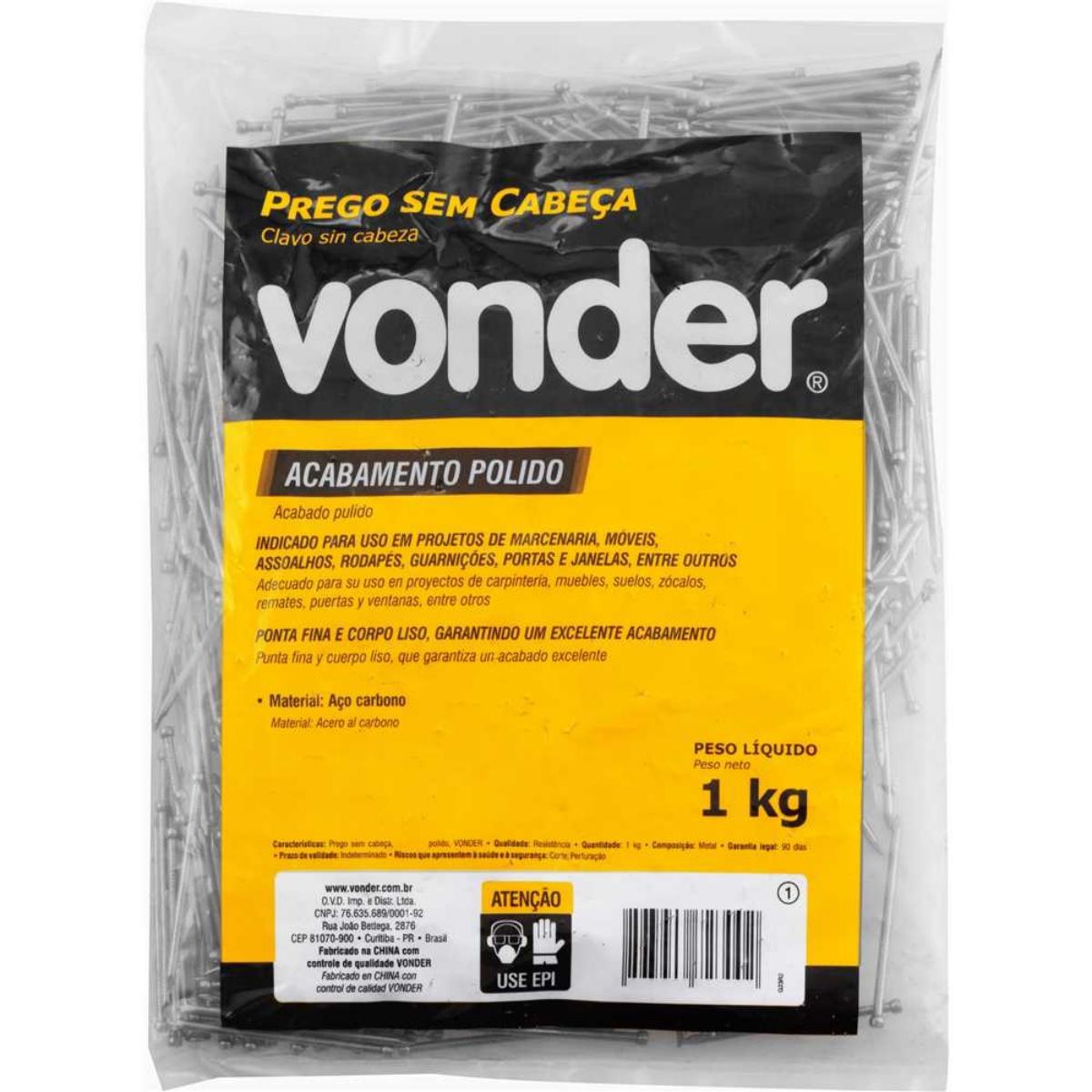 Prego sem Cabeça 17 x 21 (2 x 11) Polido 1 Kg Vonder - 5