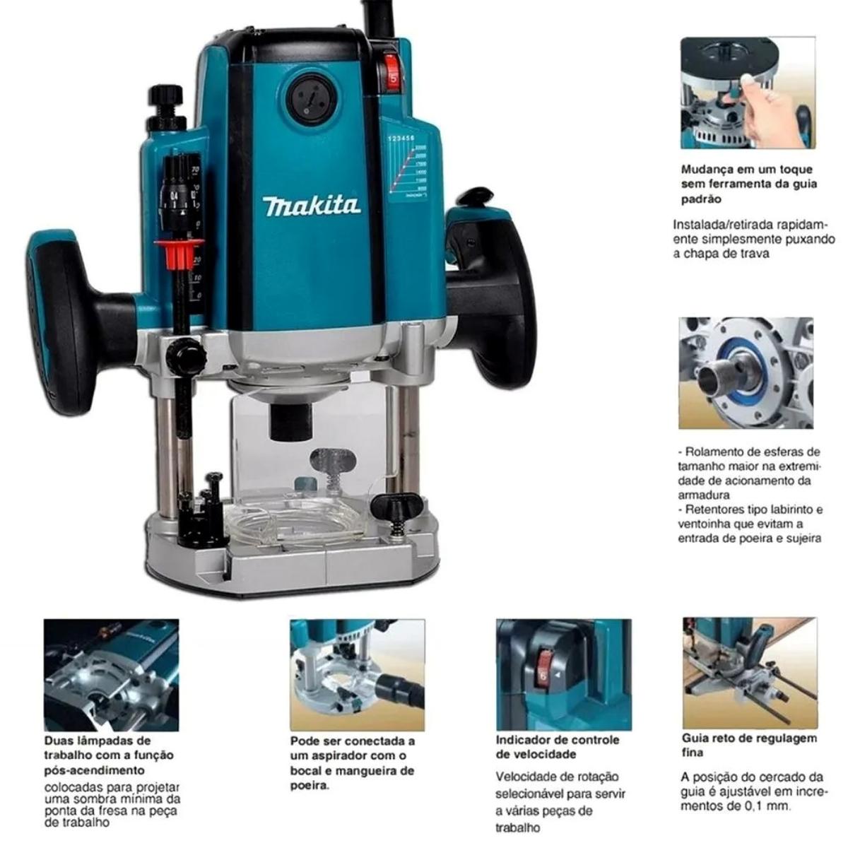 Tupia 12 mm com Freio Eletrônico RP2301FC02-220V Makita - 5