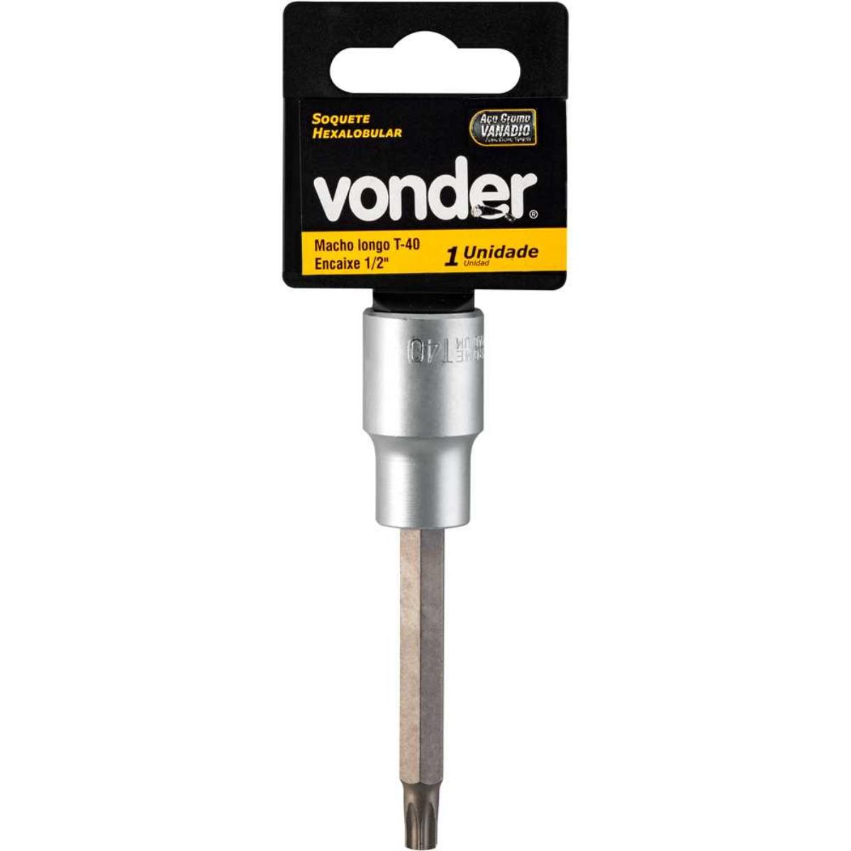 Soquete Hexalobular Encaixe 1/2'' Longo T40 Vonder - 2