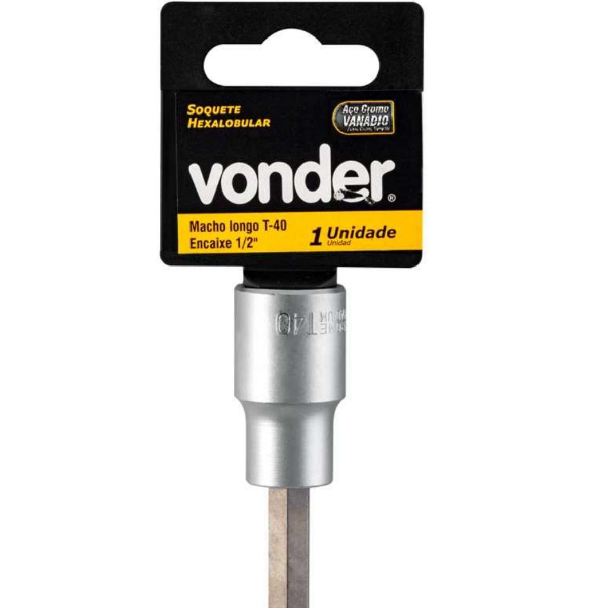 Soquete Hexalobular Encaixe 1/2'' Longo T40 Vonder - 4