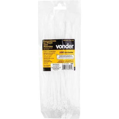 Abraçadeira Nylon para Parafusos 200 x 3,6 Branca 100 Peças Vonder