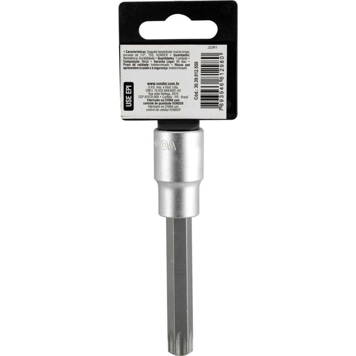 Soquete Hexalobular Encaixe 1/2'' Longo T55 Vonder - 3