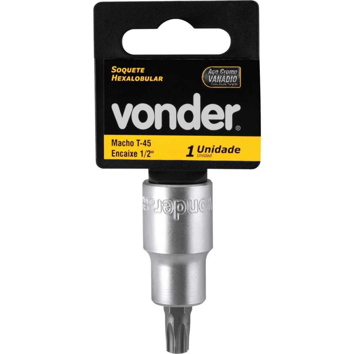 Soquete Hexalobular Encaixe 1/2'' T45 Vonder - 1