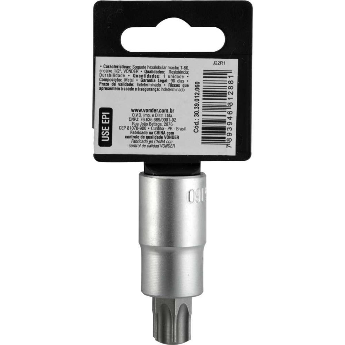 Soquete Hexalobular Encaixe 1/2'' T60 Vonder - 2