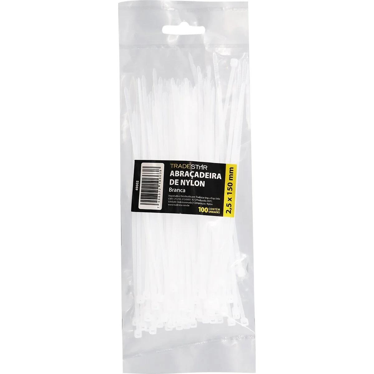 Abraçadeira Nylon 2,5 x 150 mm Branca 100 Unidades Tradestar - 2