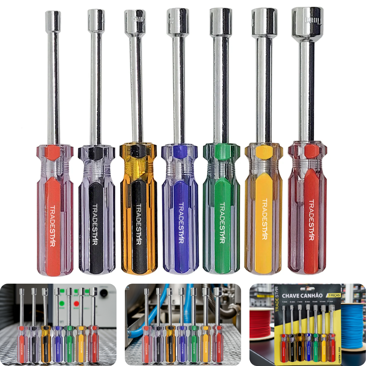 Jogo Chave Canhão 5 - 11 mm 7 Peças Aço Carbono Tradestar - 1