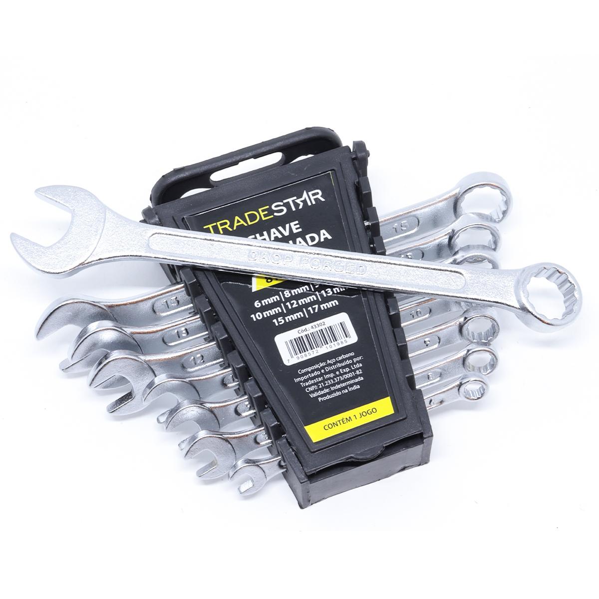 Jogo Chave Combinada 6 - 17 mm 8 Peças Aço Carbono Tradestar - 5