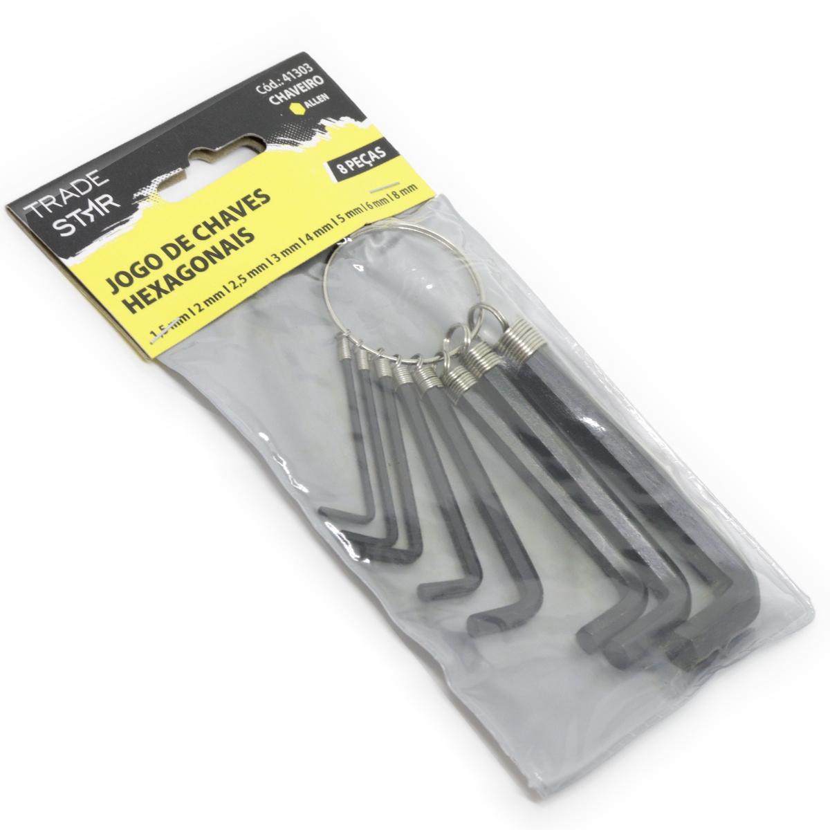 Jogo Chave Allen 1,5 mm - 8,0 mm Chaveiro 8 Peças Tradestar - 3