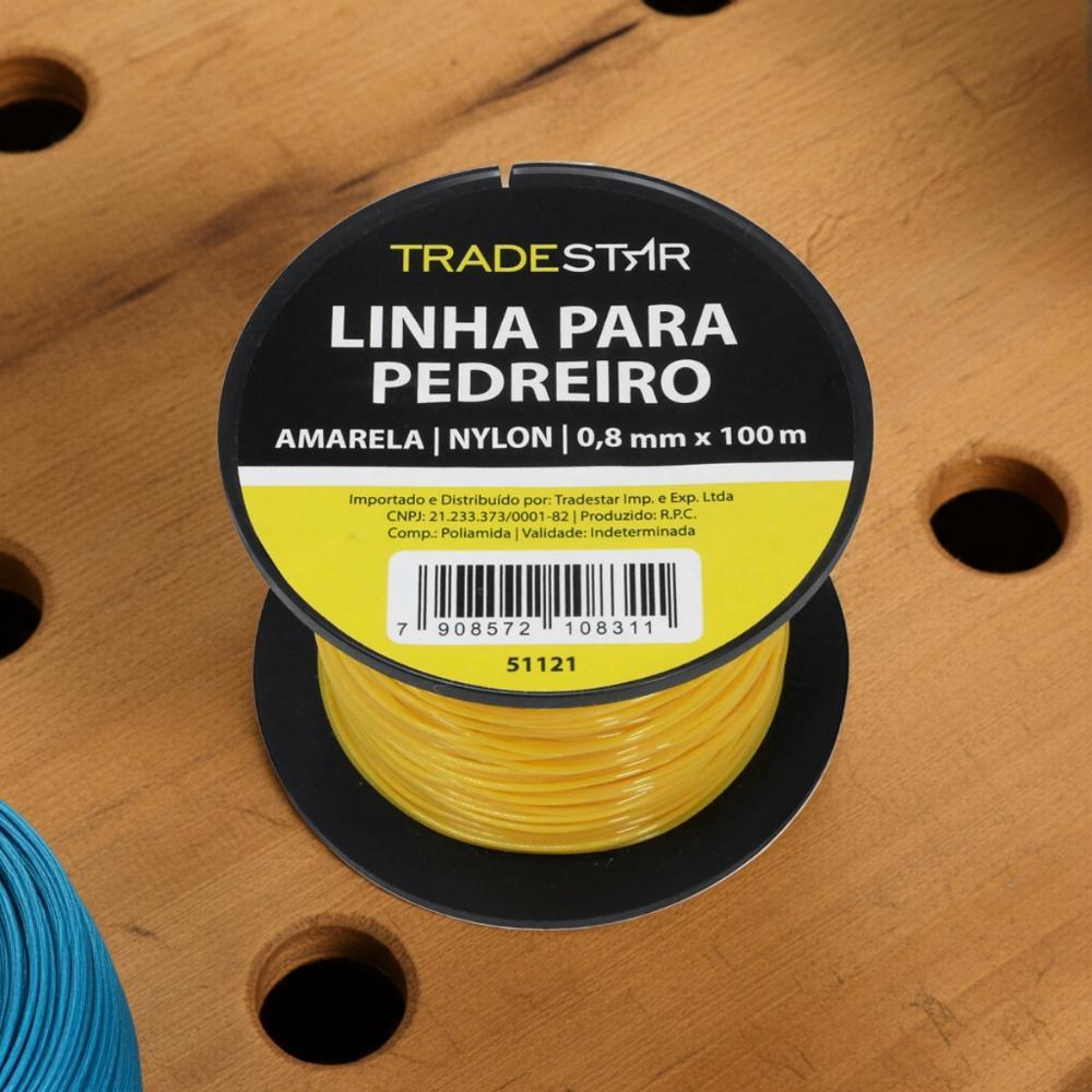 Linha Pedreiro Nylon 0,8 mm 100 Metros Amarela Tradestar - 6