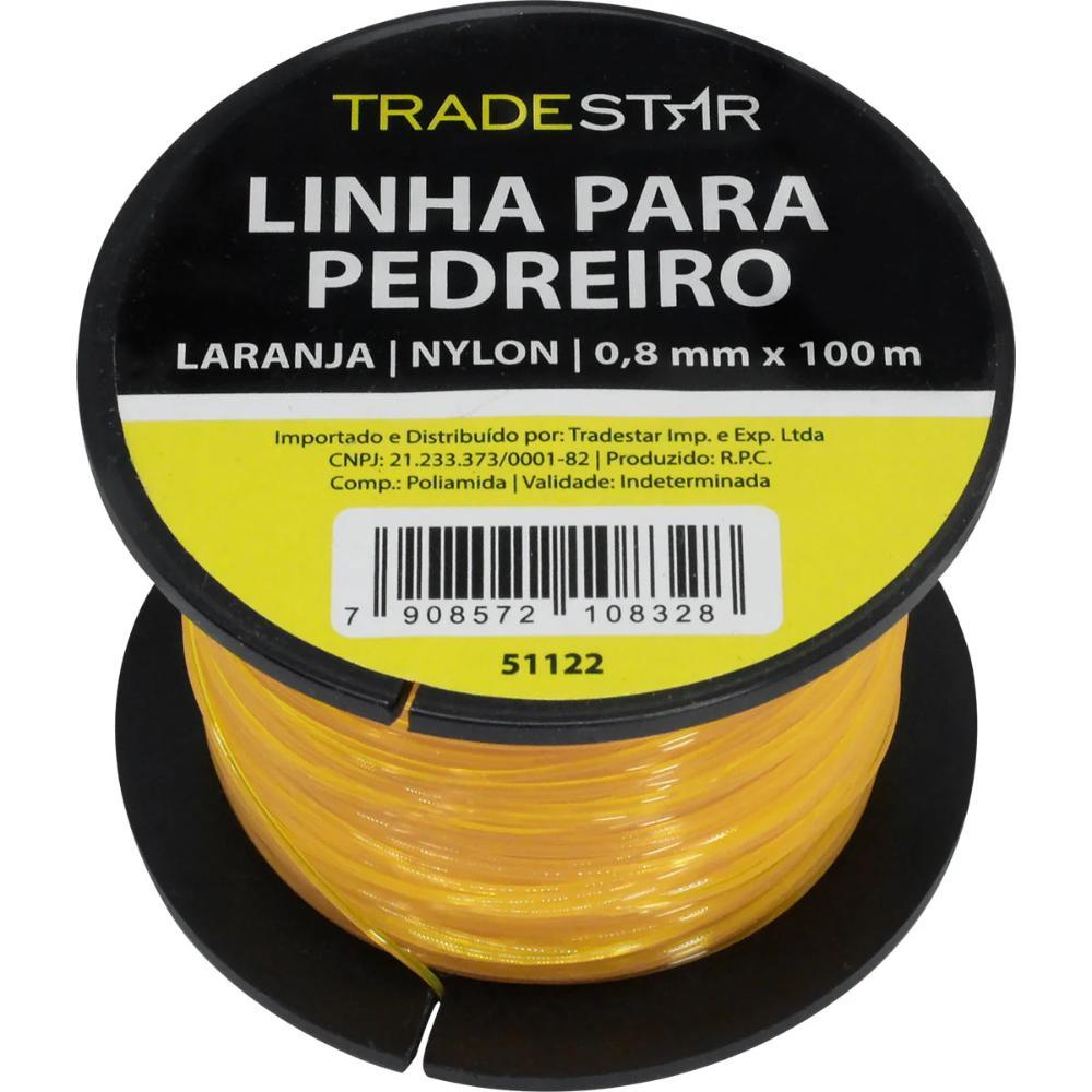 Linha Pedreiro Nylon 0,8 mm 100 Metros Laranja Tradestar - 1