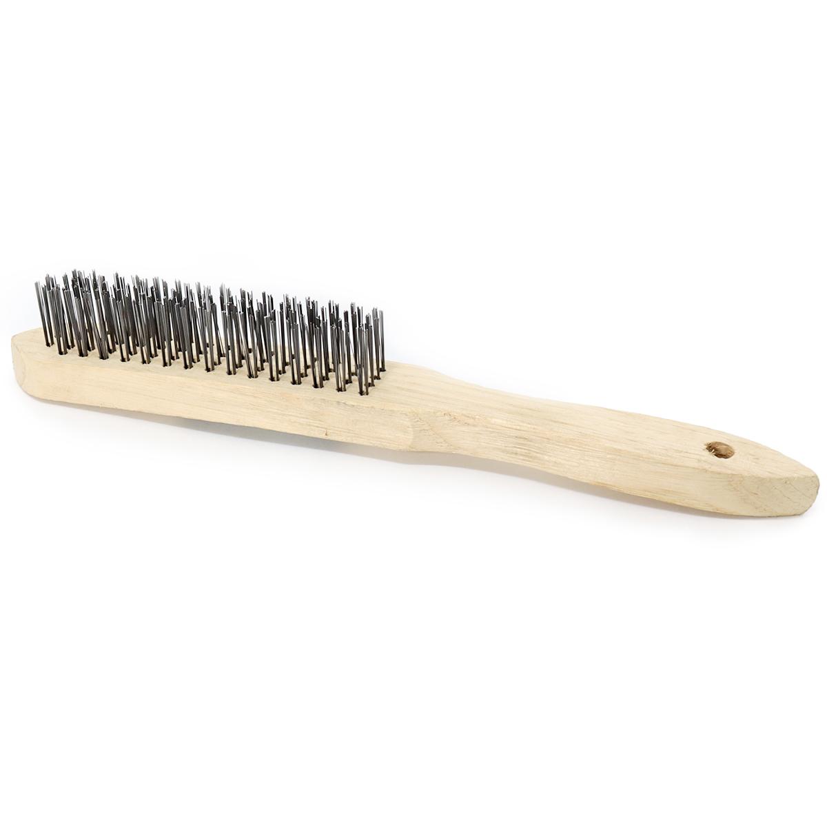 Escova Manual Aço 4 x 15 cm Cabo Madeira Tradestar - 1