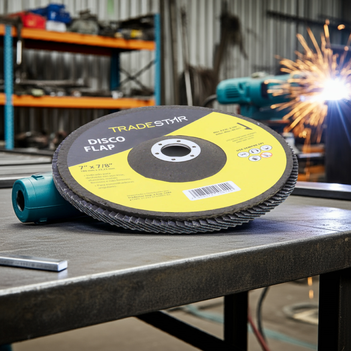 Disco Flap 180 mm G60 Fibra Cônico Azul Aço e Inox Tradestar - 2