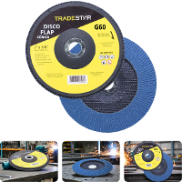 Disco Flap 180 mm G60 Fibra Cônico Azul Aço e Inox Tradestar - 1