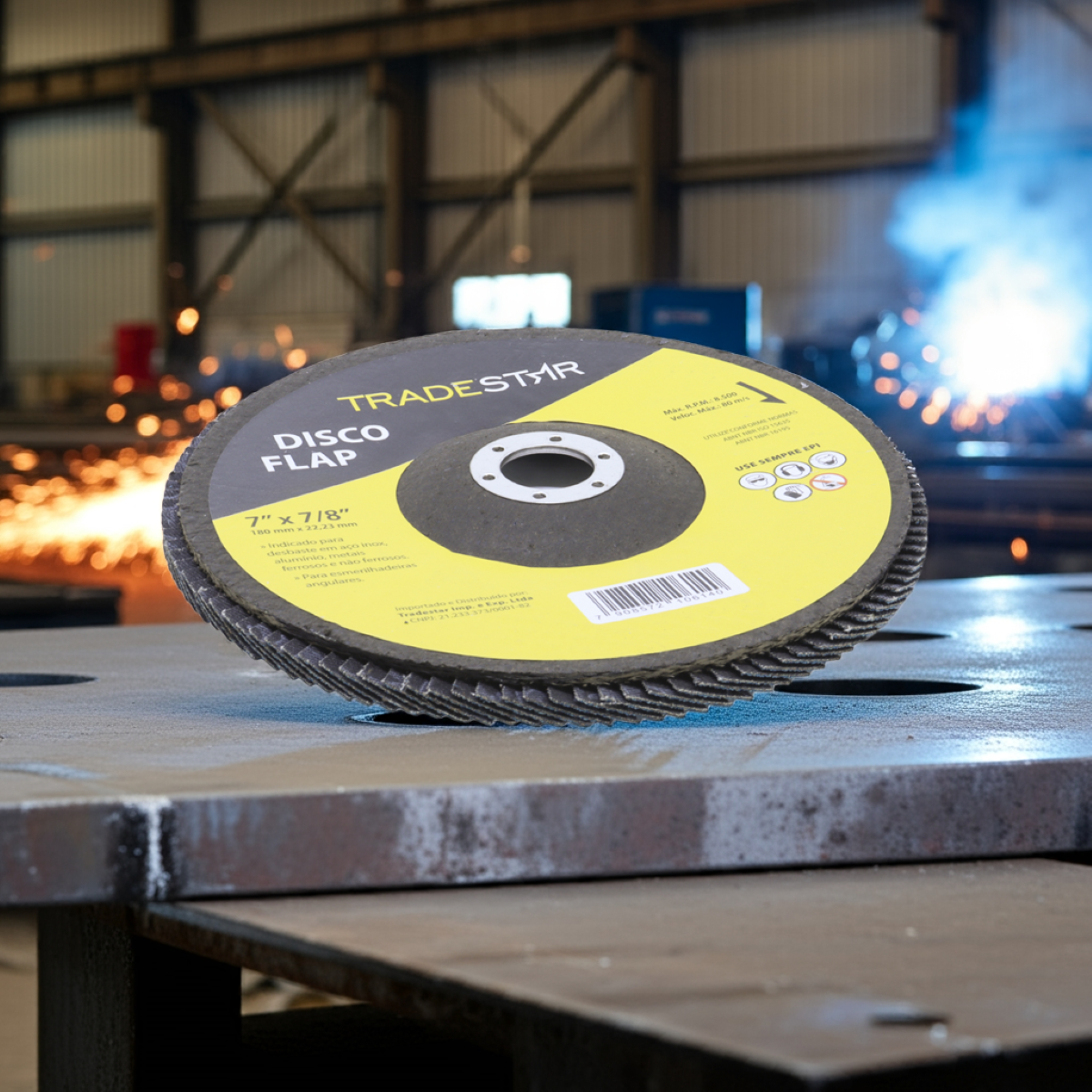 Disco Flap 180 mm G120 Fibra Cônico Azul Aço e Inox Tradestar - 5