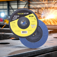 Disco Flap 180 mm G120 Fibra Cônico Azul Aço e Inox Tradestar - 7