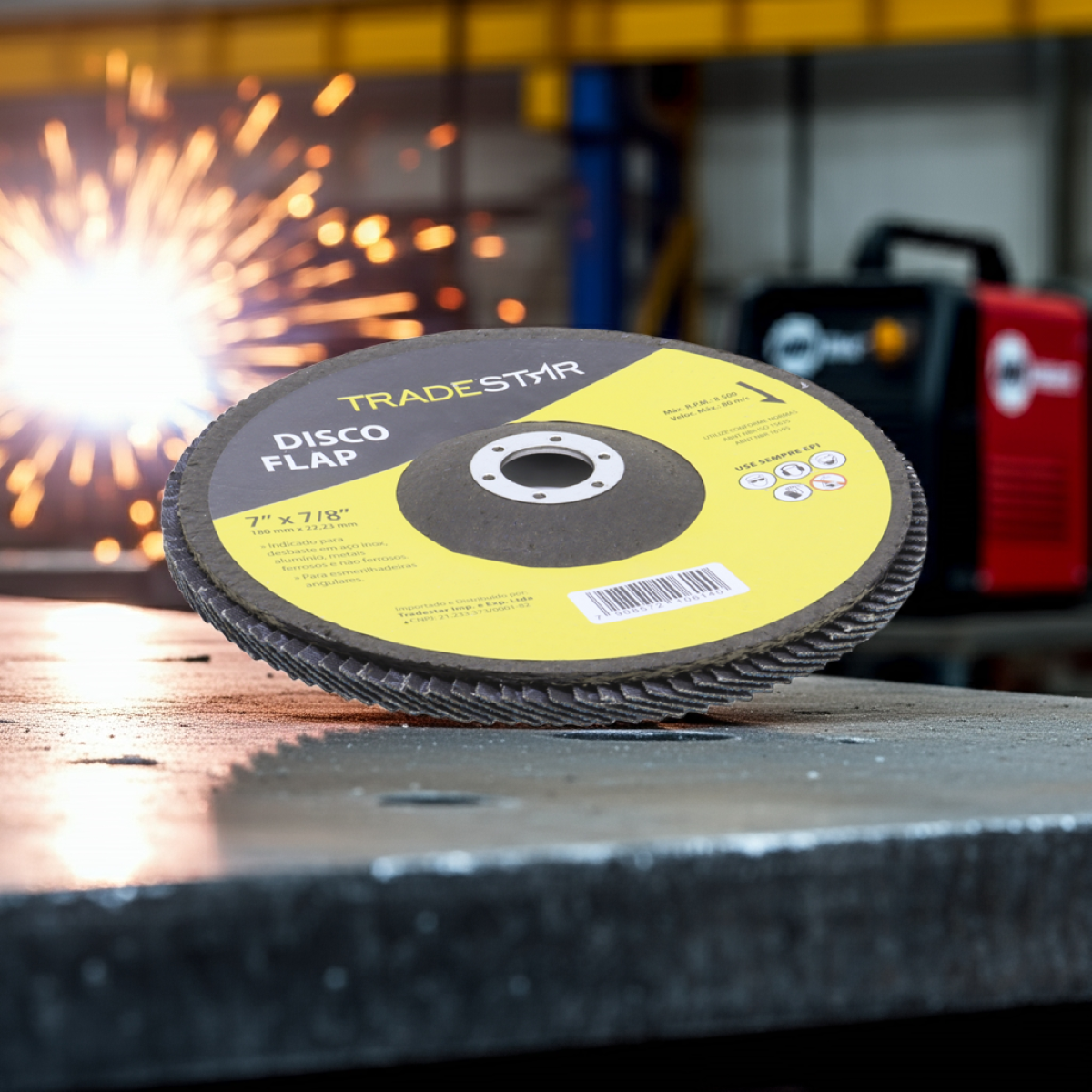 Disco Flap 180 mm G50 Fibra Cônico Azul Aço e Inox Tradestar - 6