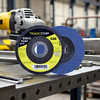 Disco Flap 115 mm G80 Fibra Reto Azul Aço e Inox Tradestar - 3