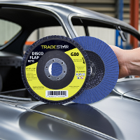 Disco Flap 115 mm G80 Fibra Reto Azul Aço e Inox Tradestar - 7