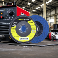 Disco Flap 115 mm G80 Fibra Conico Azul Aço e Inox Tradestar - 2