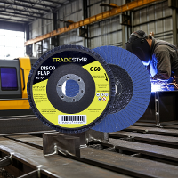 Disco Flap 115 mm G60 Fibra Reto Azul Aço e Inox Tradestar - 3