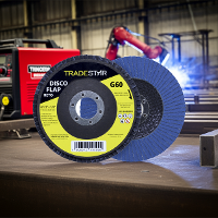 Disco Flap 115 mm G60 Fibra Reto Azul Aço e Inox Tradestar - 5