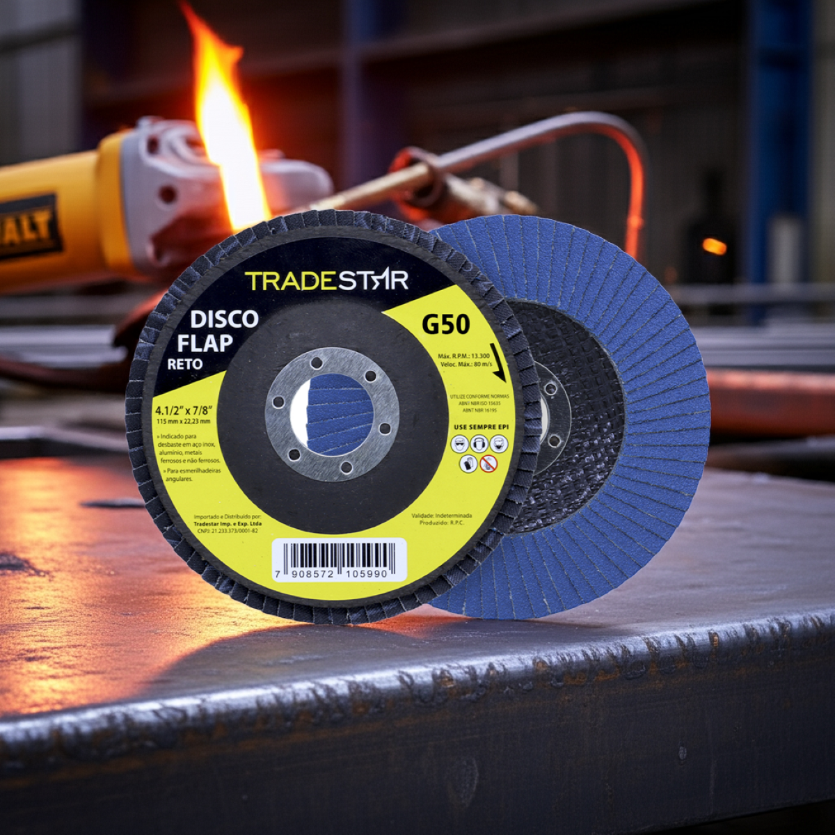 Disco Flap 115 mm G50 Fibra Reto Azul Aço e Inox Tradestar - 2