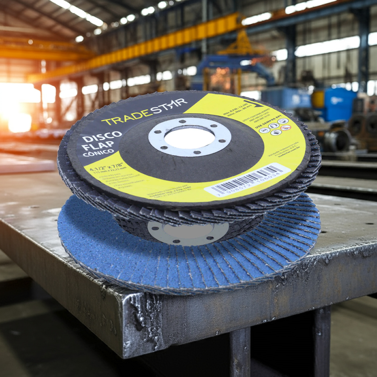 Disco Flap 115 mm G50 Fibra Conico Azul Aço e Inox Tradestar - 7