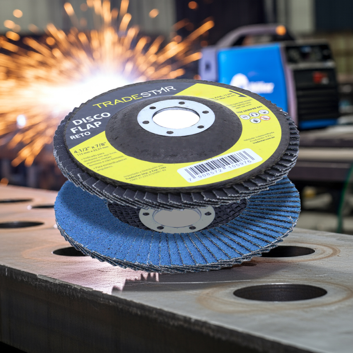 Flap Disc 115 mm G40 Fibra Reto Azul Aço e Inox Tradestar - 3