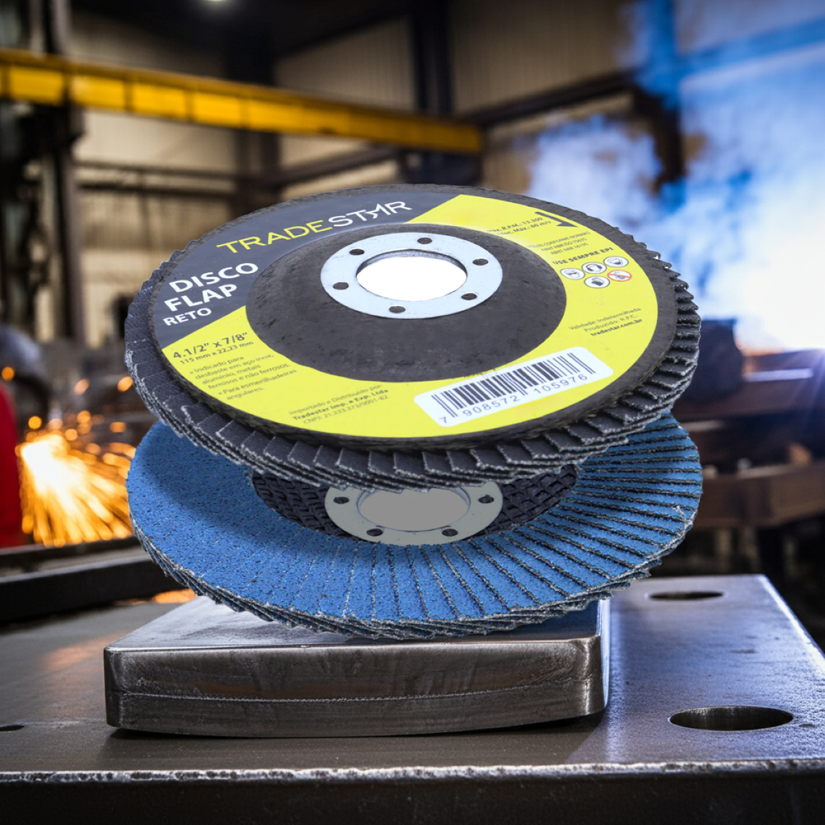 Flap Disc 115 mm G40 Fibra Reto Azul Aço e Inox Tradestar - 8
