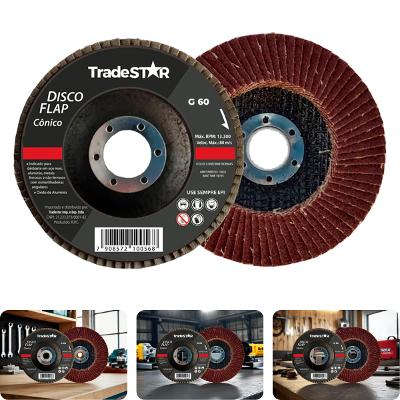 Disco Flap 115 mm G60 Fibra Cônico Aço Tradestar