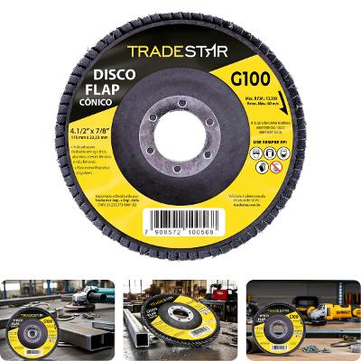 Disco Flap 115 mm G100 Fibra Cônico Aço Tradestar