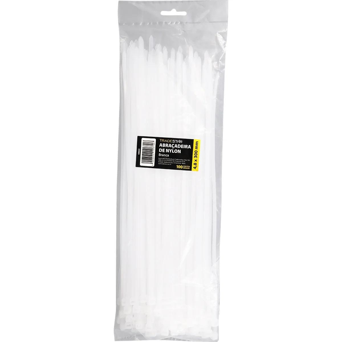 Abraçadeira Nylon 4,8 x 300 mm Branca 100 Unidades Tradestar - 3