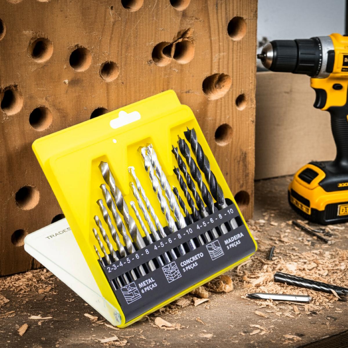 Jogo Brocas Concreto Madeira Metal 16 Peças Tradestar - 5