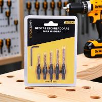 Jogo Broca com Escareador 6 - 14 mm para Madeira 6 Peças Tradestar - 5