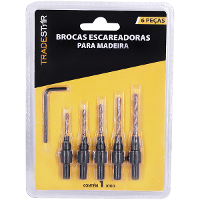 Jogo Broca com Escareador 6 - 14 mm para Madeira 6 Peças Tradestar - 9